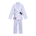 Front view of the white BLITZ Kids Basic BJJ Gi.
